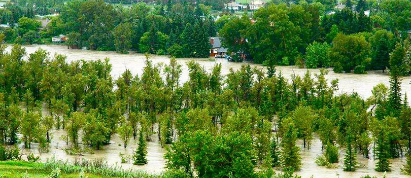 A flood on a river in Alberta.