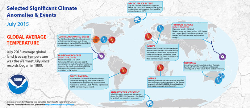 Graphic of Selected Significant Climate Change Anomalies and Events worldwide.