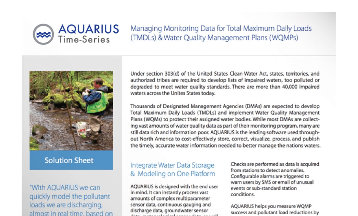 Solution Sheet | Managing Monitoring Data for TMDLs &#038; WQMPs Thumbnail