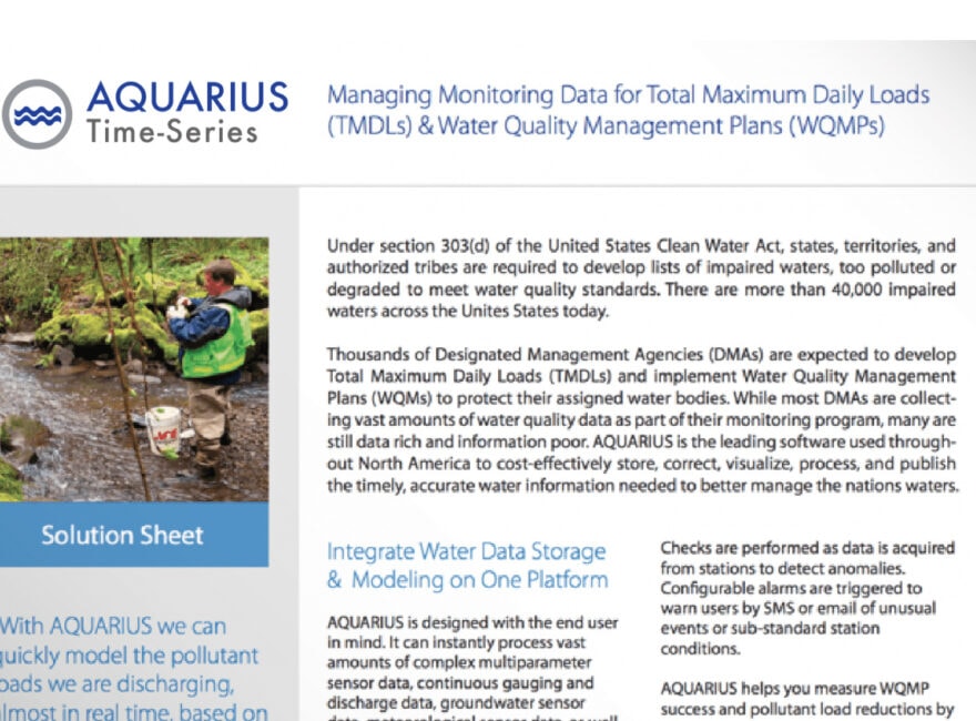 Solution Sheet | Managing Monitoring Data for TMDLs &#038; WQMPs