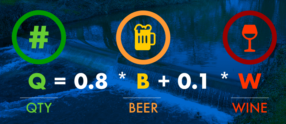 Quantity, Beer, and Wine, Small Dam in the Background.
