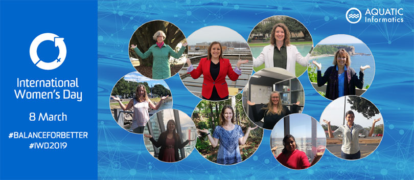 International Women's Day 2019 with Images of the Women of Aquatic Informatics.