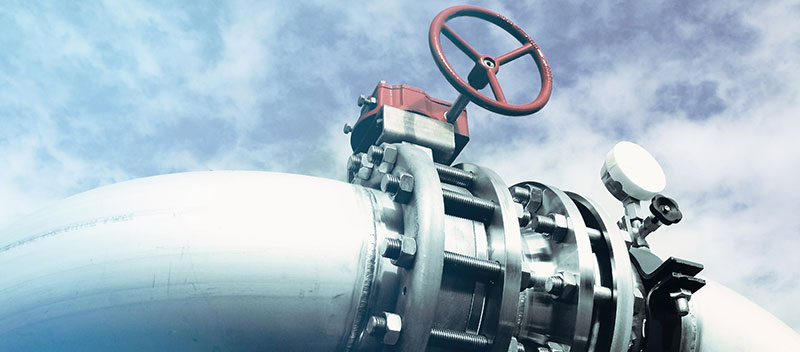 Steel pipeline with valve.
