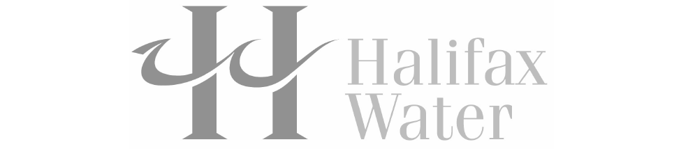 Halifax Water logo in grey.