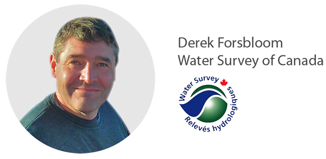 Water Survey of Canada webinar title and Derek Forsbloom headshot.